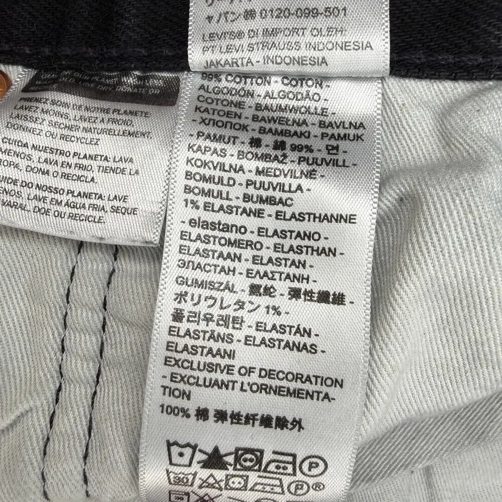 Men’s Levi’s Premium 501 Original Fit Jeans Washed Blk Denim W32 L32 Button Fly